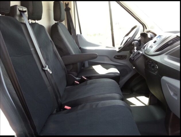 по Модели 2+1 комплект калъфи / тапицерия – специално ушити за Ford Transit 2013+ – пасват перфектно – с отвор за барчето на двойната седалка – черно Joto Auto