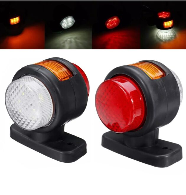 Рогчета Комплект от 2 броя LED ЛЕД светодиодни габарити токоси рогче рогчета на 12V с три светлини бяла-жълта-червена Joto Auto