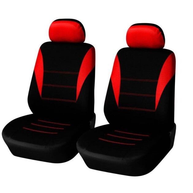 Всички Универсални 1+1 Нова универсална тапицерия за предни седалки , калъфи за предни седалки за автомобил бус ван текстил в червено-черно Joto Auto