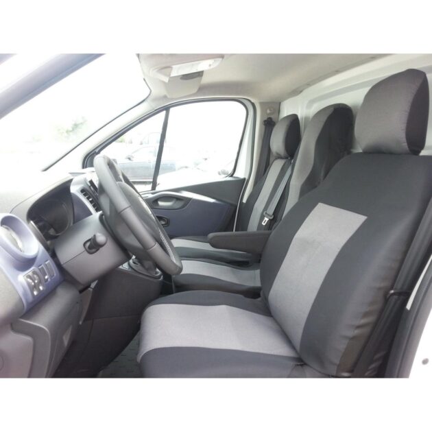 по Модели Премиум / лукс калъфи тапицерия за предни седалки за Opel Vivaro 2014+ / Renault Traffic, сиви Joto Auto